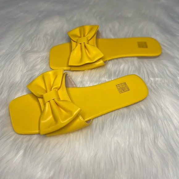 New Yellow Bow Know Sandals Flats EUR 40 Sz 9.5 US Spring Summer Easter Gift - Picture 3 of 7